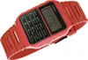 A red Casio calculator watch is shown against a white background. Náhled obrázku produktu