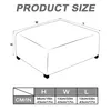 An illustration of an ottoman with dimensions and a size chart. Produktbild-Vorschau