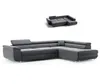 A dark gray sectional sofa is shown from a side angle against a white background. A smaller, similar sofa is shown in the upper right corner. Produktbild-Vorschau