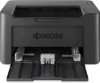 A front view of a black Kyocera laser printer with its paper output tray extended. Voir les images du produit