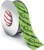 A roll of green tape with black text and logos, partially unrolled. Produktbild-Vorschau
