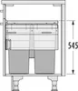 A technical drawing of a waste sorting system inside a cabinet. Voir les images du produit