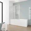 2-teiliger Badewannenaufsatz mit Kunstglas und weißem Rahmen auf Badewanne im Bad Produktbild-Vorschau