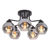 A black ceiling light with five glass globes. Produktbild-Vorschau