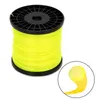 A spool of yellow trimmer line is shown on a white background, with a close-up inset of the end of the line. Voir les images du produit
