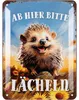 LANOLU Retro Blechschild Ab hier lächeln, Blechschilder Produktbild-Vorschau 1