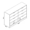 A line drawing of a dresser with dimensions indicated by text and lines. Produktbild-Vorschau