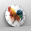 Wanduhr - Rund - Glasuhr - Hahn Ilustration Tier Farben - Produktbild-Vorschau 4