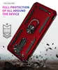 A red phone case is shown in a dynamic, action-oriented scene, appearing to be dropped onto a rocky surface. Produktbild-Vorschau