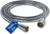 A coiled silver shower hose with metal connectors on a white background. Produktbild-Vorschau