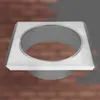 A silver metal flange with a circular opening, set against a brick-like background. Produktbild-Vorschau