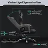 A diagram illustrating the features of a black gaming chair. Produktbild-Vorschau