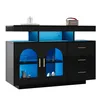 A black sideboard with blue LED lighting, displayed on a white background. Náhled obrázku produktu