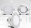 Three views of a white LED recessed light fixture against a white and light gray background. Náhled obrázku produktu