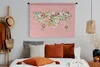 MuchoWow® Wandteppich Wandbehang Weltkarte - Rosen - Rosa Produktbild-Vorschau 4