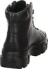 A black leather boot shown from the back. Voir les images du produit