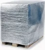 A pallet covered with a silver insulated tarp and a clear plastic wrap. Produktbild-Vorschau