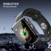 A smartwatch with a protective case is shown in a dramatic, rocky environment with debris flying around. Produktbild-Vorschau