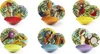 A collection of colorful bowls and plates with tropical bird and fruit designs, arranged in a grid. Anteprima dell’immagine prodotto