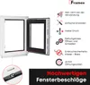 A white and anthracite window with its features highlighted by icons and text. Anteprima dell’immagine prodotto