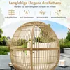 COSTWAY poltrona in vimini polyrattan con sgabello, Anteprima dell’immagine prodotto 4