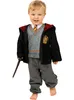 A baby dressed in a Harry Potter costume holding a wand. Produktbild-Vorschau