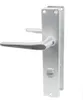 A silver door handle set on a white background. Produktbild-Vorschau