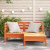 vidaXL Gartensofa 2-Sitzer mit Hocker Wachsbraun Massivholz Produktbild-Vorschau 3