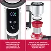 A collage showing a close-up of a vacuum cleaner's digital display and a disassembled filter system. Produktbild-Vorschau