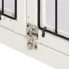 A close-up view of a metal latch on a white wooden structure, likely a pet enclosure. Podgląd zdjęcia produktu