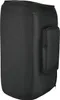 A black protective cover for a speaker, shown from a side angle with a small zippered pocket on the side. Voir les images du produit