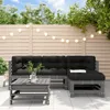 5-tlg. Garten-Lounge-Set mit Kissen Grau Massivholz Produktbild-Vorschau 2