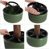 A collage of four images showing the assembly of a Christmas tree stand. Podgląd zdjęcia produktu
