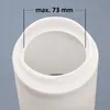 Close-up of the top opening of a white cylindrical product, possibly a lamp or container, with a measurement indicator. Produktbild-Vorschau