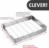 A stainless steel barbecue skewer holder with skewers, showing dimensions and feature callouts. Náhľad obrázku produktu