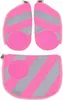 Three pink and gray striped accessories with circular patches, likely for a backpack. Produktbild-Vorschau