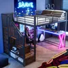Merax Lit superposé 140x200 cm, avec LED, bureau, armoire, Voir les images du produit 3
