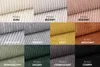 A collage showing various fabric samples in different colors, each labeled with the color name. Podgląd zdjęcia produktu
