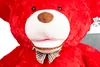Close-up of a large red teddy bear's face and chest. Produktbild-Vorschau
