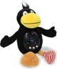 A plush toy raven with a projector on its stomach. Produktbild-Vorschau