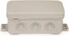 A light gray junction box with three circular openings on the front and mounting brackets on the sides. Náhled obrázku produktu