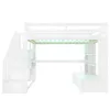 A white loft bed with a desk, shelves, and stairs, shown against a white background. Náhled obrázku produktu