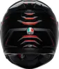 The back view of a black motorcycle helmet with red and silver accents. Podgląd zdjęcia produktu