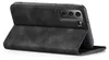 A black flip cover case for a Samsung Galaxy S24+ phone, shown from a side angle with the cover open. Produktbild-Vorschau