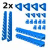 A collection of blue plastic storage bins and wall-mounted holders arranged on a white background. Produktbild-Vorschau