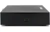 A black satellite receiver is shown from the side, with a single USB port visible on the back. Produktbild-Vorschau