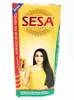 A product box for SESA Ayurvedic hair oil, featuring the brand logo, product name, an image of a woman with long hair, and descriptive text. Produktbild-Vorschau