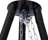 A close-up view of the top of a tripod stand with chains attached. Produktbild-Vorschau