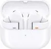 A pair of white wireless earbuds in their charging case. Produktbild-Vorschau