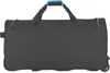A black rolling duffel bag with blue accents is shown from the back. Náhľad obrázku produktu